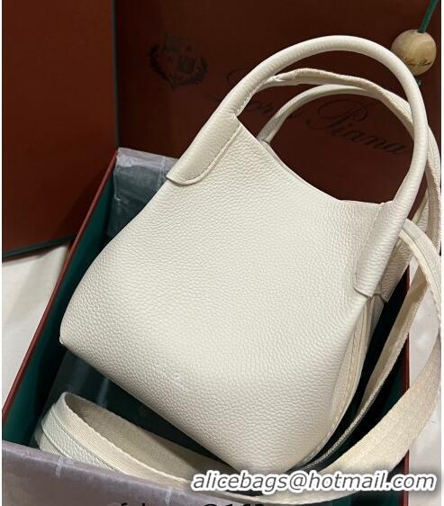 Big Discount Loro Piana Micro Bale Bucket Bag in Grained Calfskin LP5454 White 2023