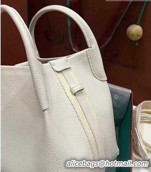 Big Discount Loro Piana Micro Bale Bucket Bag in Grained Calfskin LP5454 White 2023