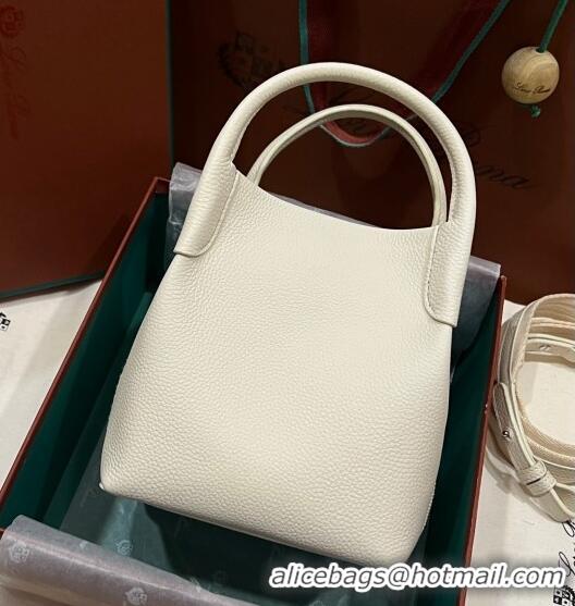 Big Discount Loro Piana Micro Bale Bucket Bag in Grained Calfskin LP5454 White 2023