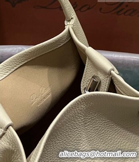 Unique Grade Loro Piana Micro Bale Bucket Bag in Grained Calfskin LP5454 Beige 2023