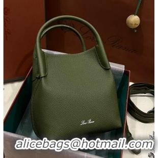 Generous Loro Piana Micro Bale Bucket Bag in Grained Calfskin LP5454 Green 2 2023