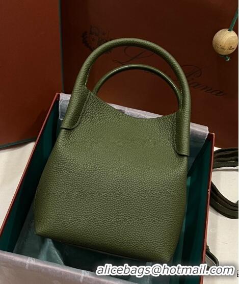 Generous Loro Piana Micro Bale Bucket Bag in Grained Calfskin LP5454 Green 2 2023