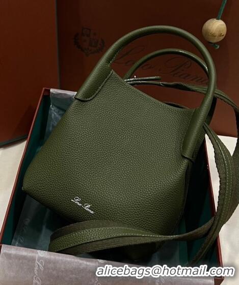 Generous Loro Piana Micro Bale Bucket Bag in Grained Calfskin LP5454 Green 2 2023