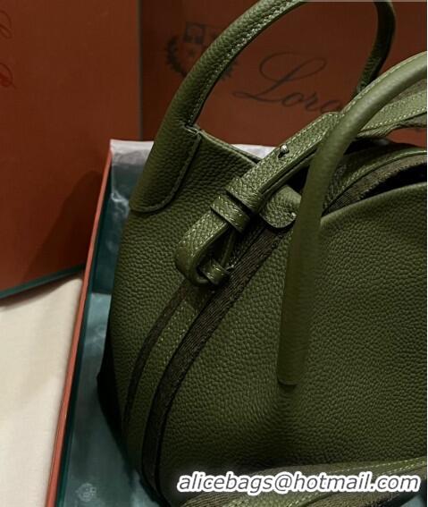 Generous Loro Piana Micro Bale Bucket Bag in Grained Calfskin LP5454 Green 2 2023