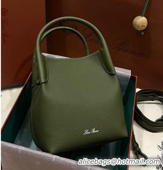 Generous Loro Piana Micro Bale Bucket Bag in Grained Calfskin LP5454 Green 2 2023