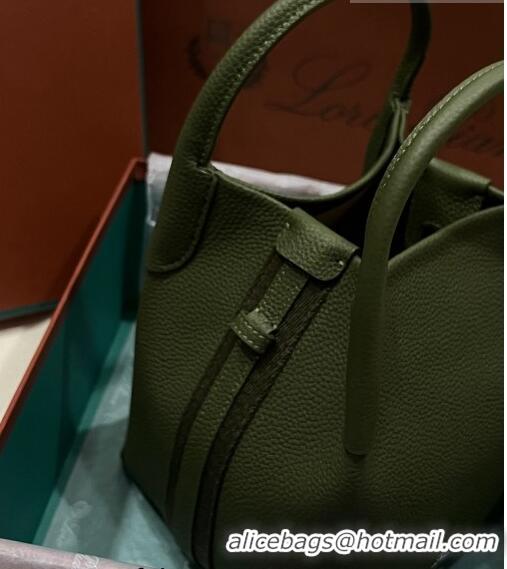 Generous Loro Piana Micro Bale Bucket Bag in Grained Calfskin LP5454 Green 2 2023