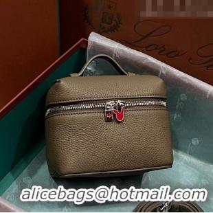 Custom Loro Piana Extra Pocket L11.5 Pouch in Calfskin with Rabbit Charm LP5455 Khaki Green 2023