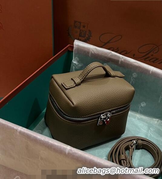 Custom Loro Piana Extra Pocket L11.5 Pouch in Calfskin with Rabbit Charm LP5455 Khaki Green 2023