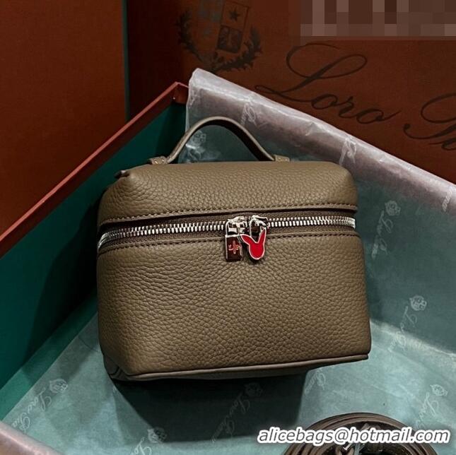 Custom Loro Piana Extra Pocket L11.5 Pouch in Calfskin with Rabbit Charm LP5455 Khaki Green 2023