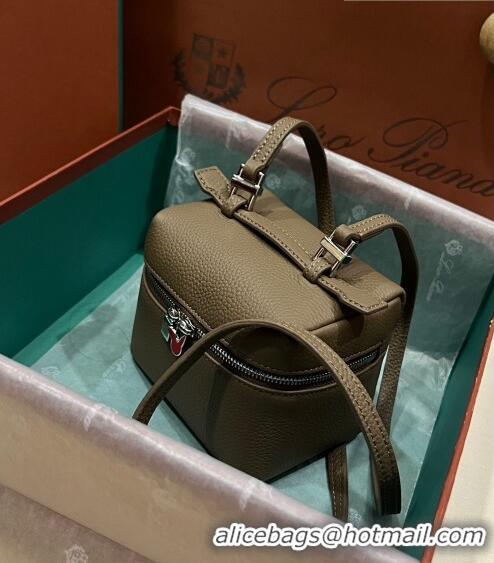 Custom Loro Piana Extra Pocket L11.5 Pouch in Calfskin with Rabbit Charm LP5455 Khaki Green 2023