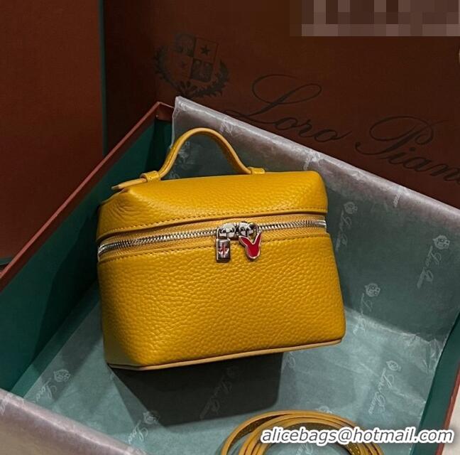 Inexpensive Loro Piana Extra Pocket L11.5 Pouch in Calfskin with Rabbit Charm LP5455 Yellow 2023