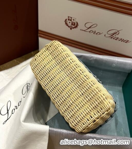 Popular Style Loro Piana Extra Pocket Pouch L19 in Wicker and Crocodile Embossed Calfskin LP5457 Light Grey 2023