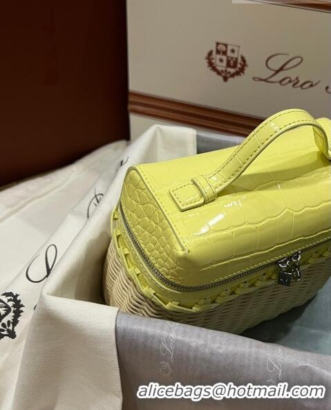 Best Quality Loro Piana Extra Pocket Pouch L19 in Wicker and Crocodile Embossed Calfskin LP5457 Yellow 2023