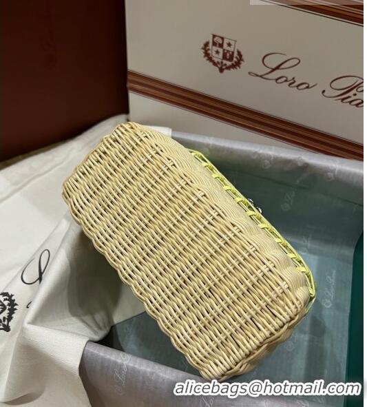 Best Quality Loro Piana Extra Pocket Pouch L19 in Wicker and Crocodile Embossed Calfskin LP5457 Yellow 2023