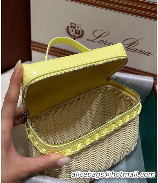 Best Quality Loro Piana Extra Pocket Pouch L19 in Wicker and Crocodile Embossed Calfskin LP5457 Yellow 2023