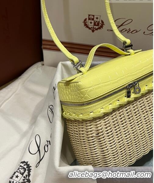 Best Quality Loro Piana Extra Pocket Pouch L19 in Wicker and Crocodile Embossed Calfskin LP5457 Yellow 2023