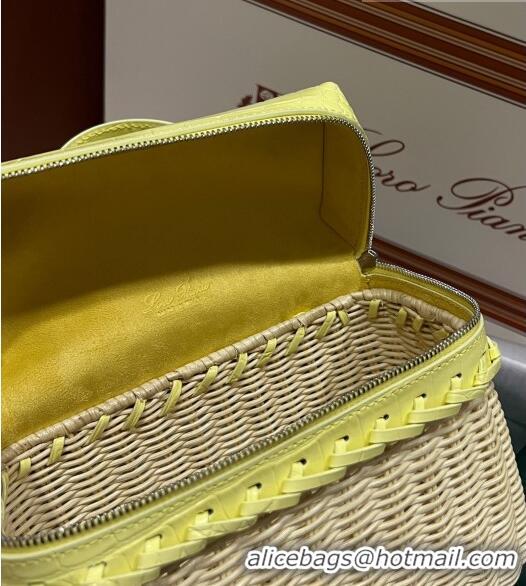 Best Quality Loro Piana Extra Pocket Pouch L19 in Wicker and Crocodile Embossed Calfskin LP5457 Yellow 2023