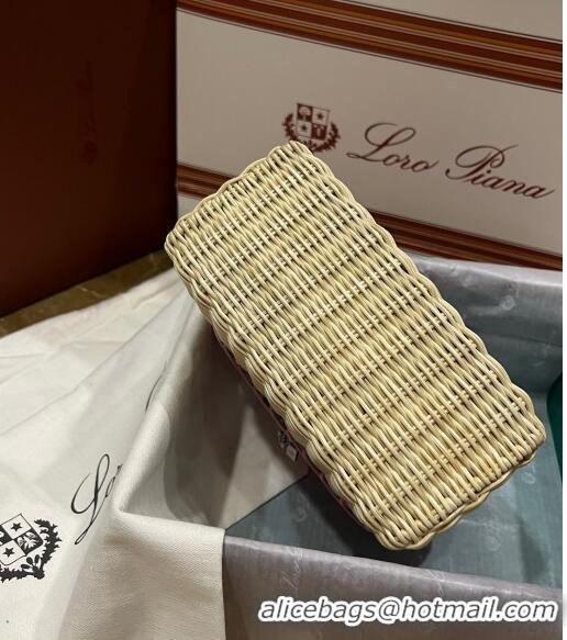 Promotional Loro Piana Extra Pocket Pouch L19 in Wicker and Crocodile Embossed Calfskin LP5457 Light Pink 2023