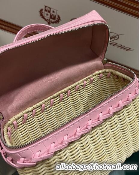 Promotional Loro Piana Extra Pocket Pouch L19 in Wicker and Crocodile Embossed Calfskin LP5457 Light Pink 2023