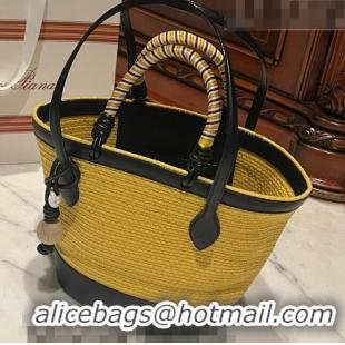 Traditional Specials Loro Piana Eolian Small Braided Tote Bag LP5458 Yellow/Black 2023