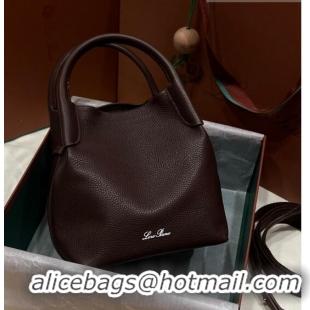 Hot Sell Cheap Loro Piana Micro Bale Bucket Bag in Grained Calfskin LP5459 Dark Brown 2023