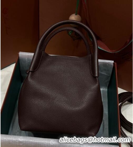 Hot Sell Cheap Loro Piana Micro Bale Bucket Bag in Grained Calfskin LP5459 Dark Brown 2023