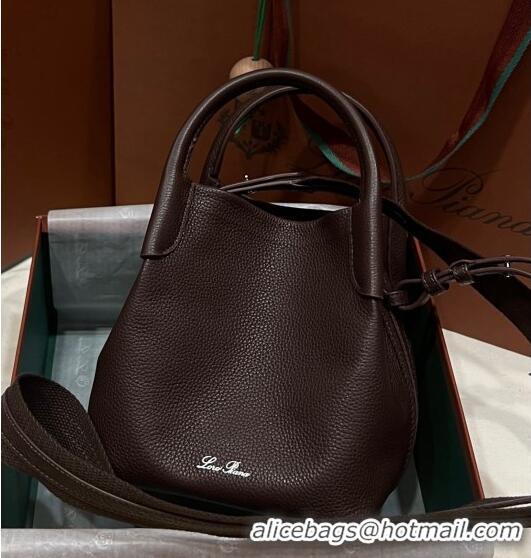 Hot Sell Cheap Loro Piana Micro Bale Bucket Bag in Grained Calfskin LP5459 Dark Brown 2023