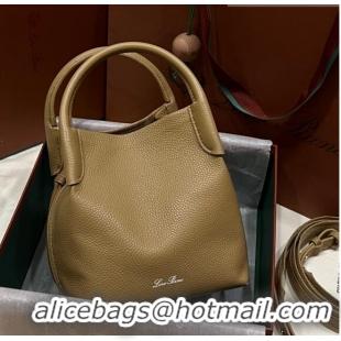 Luxury Cheap Loro Piana Micro Bale Bucket Bag in Grained Calfskin LP5459 Khaki 2 2023