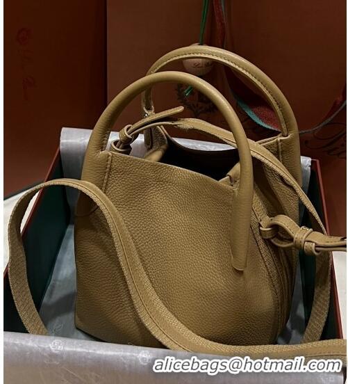 Luxury Cheap Loro Piana Micro Bale Bucket Bag in Grained Calfskin LP5459 Khaki 2 2023