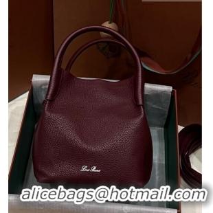 Buy Fashionable Loro Piana Micro Bale Bucket Bag in Grained Calfskin LP5459 Dark Burgundy 2023