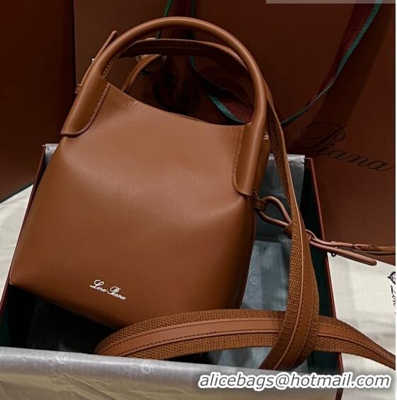 Best Luxury Loro Piana Micro Bale Bucket Bag in Smooth Calfskin LP5459 Brown 2 2023