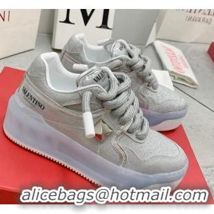 Low Cost Valentino ONE STUD XL Sneakers in Silver Glitter 804113