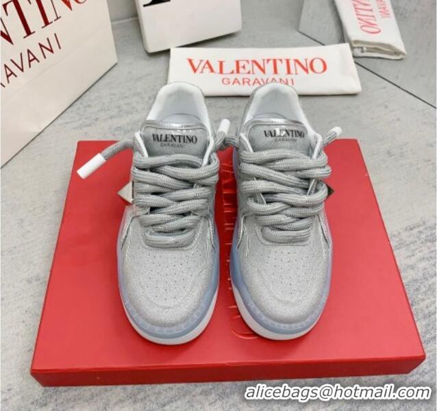 Low Cost Valentino ONE STUD XL Sneakers in Silver Glitter 804113