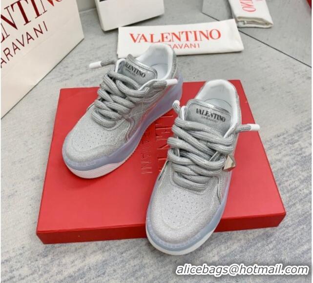 Low Cost Valentino ONE STUD XL Sneakers in Silver Glitter 804113