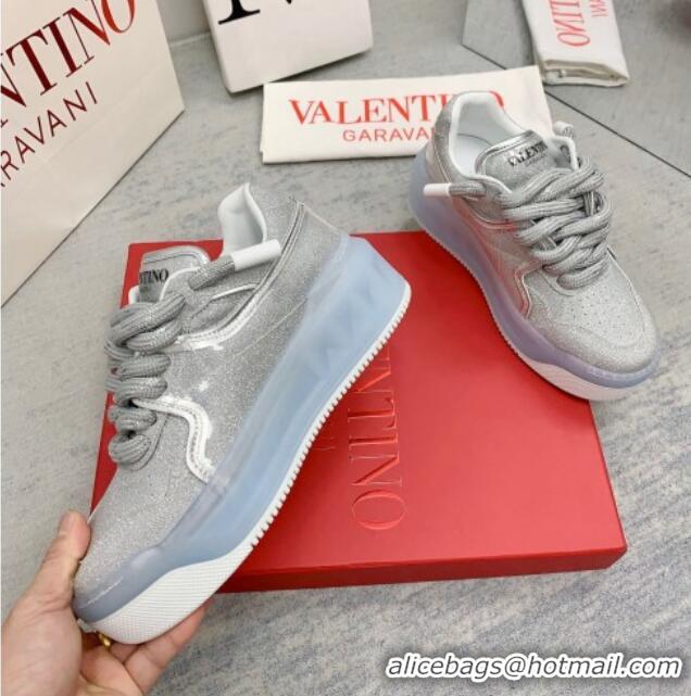 Low Cost Valentino ONE STUD XL Sneakers in Silver Glitter 804113