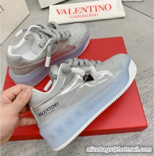 Low Cost Valentino ONE STUD XL Sneakers in Silver Glitter 804113