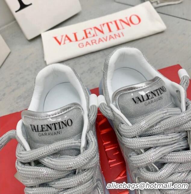 Low Cost Valentino ONE STUD XL Sneakers in Silver Glitter 804113