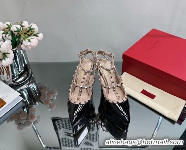 est Grade Valentino Rockstud Pointed Platform Pump 15.5cm in Patent Leather Black/Pink 809014