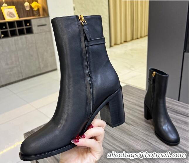 Purchase Valentino VLogo Calfskin Low-Heel Ankle Boots 7.5cm Black VL08141