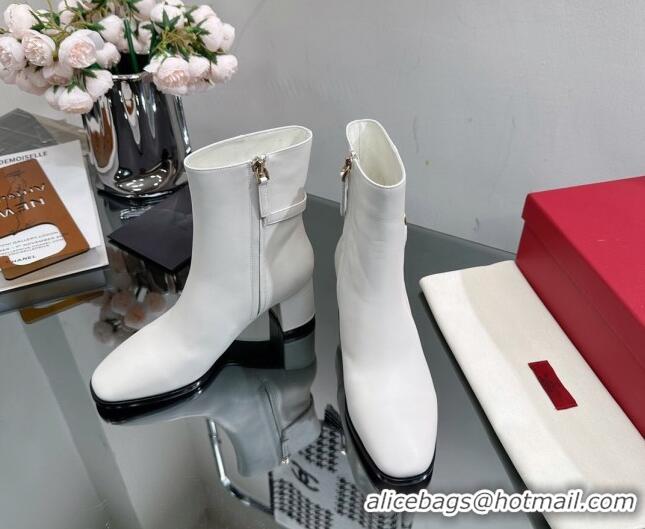 Good Product Valentino VLogo Calfskin Low-Heel Ankle Boots 7.5cm VL08141 White