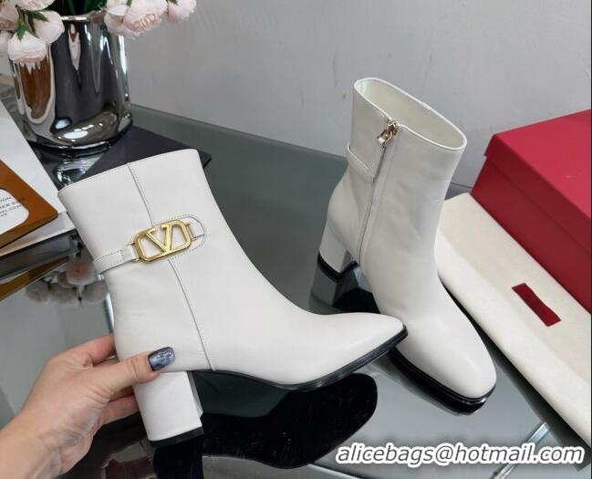 Good Product Valentino VLogo Calfskin Low-Heel Ankle Boots 7.5cm VL08141 White