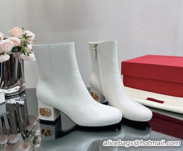 Charming Valentino VLogo Heritage Heel Ankle Boots 6cm in Calfskin White 814130