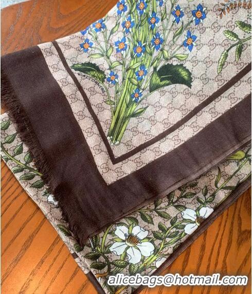 Classic Grade Gucci Flora GG Cashmere Scarf 110x200cm G08231Brown 2023