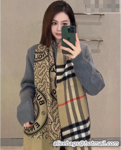 Promotional Burberry TB Check Cashmere Long Scarf 32x192cm BR082203 Beige 2023