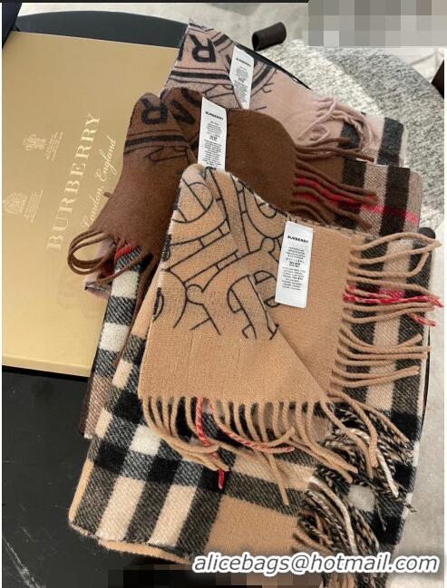 Super Quality Burberry TB Check Cashmere Long Scarf 32x192cm BR082203 Camel 2023