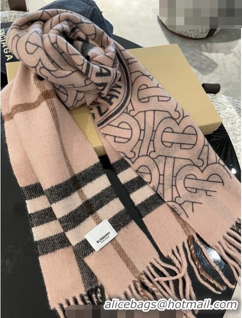 Top Quality Burberry TB Check Cashmere Long Scarf 32x192cm BR082203 Light Pink 2023