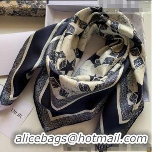 Cheapest Dior Star Silk Square Scarf 90x90cm 053003 Blue 2022