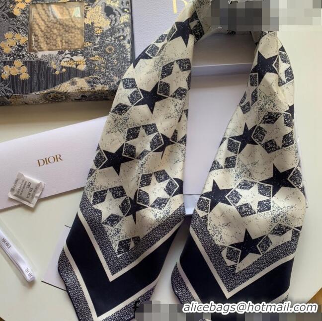 Cheapest Dior Star Silk Square Scarf 90x90cm 053003 Blue 2022