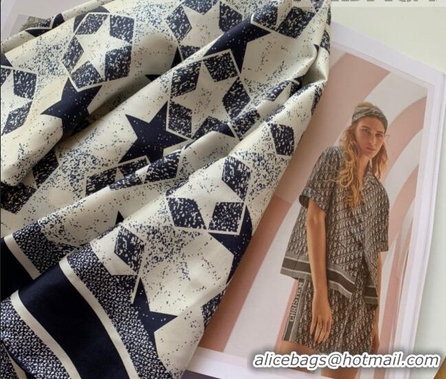 Cheapest Dior Star Silk Square Scarf 90x90cm 053003 Blue 2022