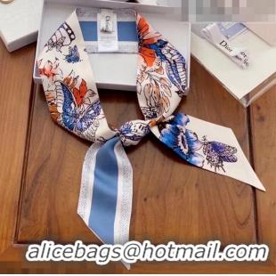 Good Quality Dior Mizza Silk Bandeau Scarf 5x106cm 0816 Blue 2022